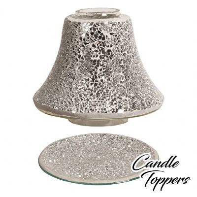 Photo of Silver Crackle Jar Candle Shade and Plate Set