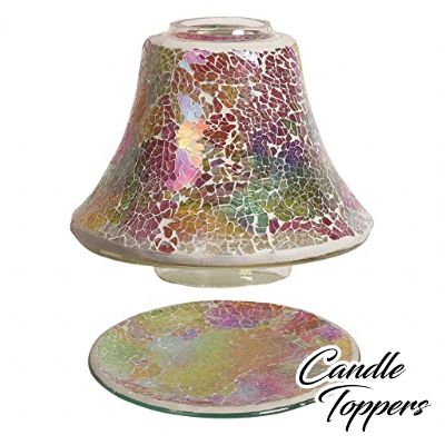 Photo of Rainbow Crackle Candle Shade & Plate Set