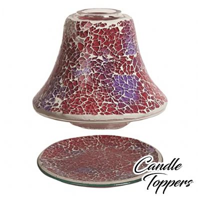 Photo of Crimson / Red Crackle Candle Shade and Plate